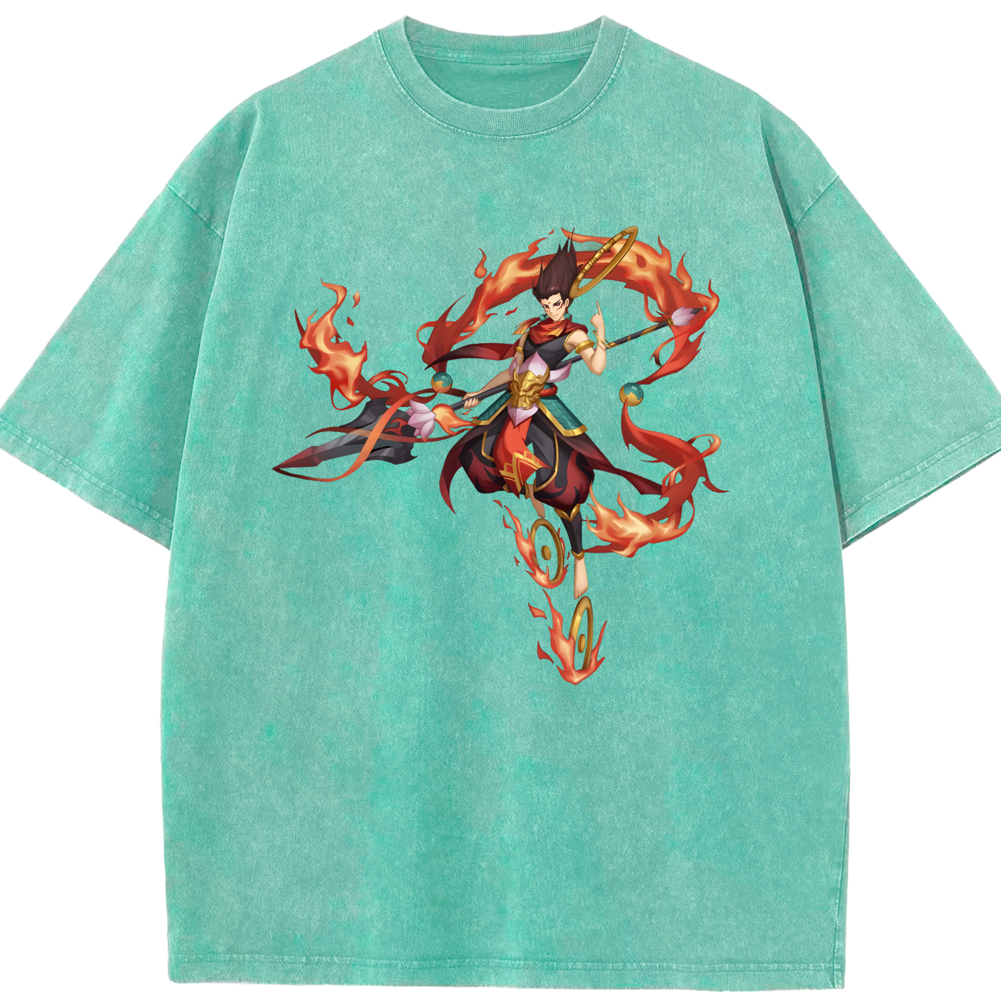 （画像用） Ne Zha 2 ナタ 魔童の大暴れ 綿100% ヴィンテージ風 半袖Tシャツ（フロントプリント）